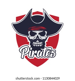 pirates, skull logo, vector illustration