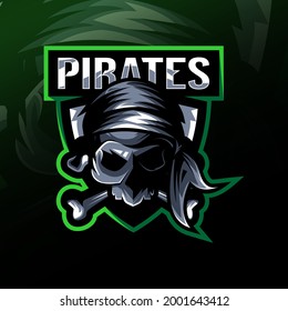 Pirates skull mascot logo esport template design
