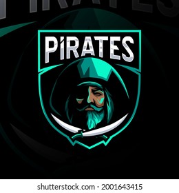 Pirates skull mascot logo esport template design
