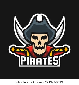 Pirates skull mascot logo vector illustration.