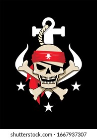 pirates skull and star logo design