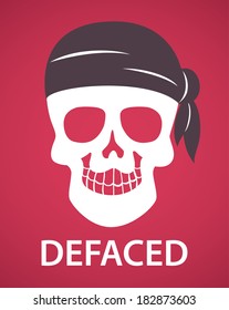 pirates skull symbol with defaced message