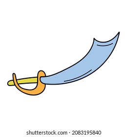 La espada de garabatos de un pirata en un estilo abstracto. Ilustración vectorial dibujada a mano.