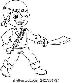 Piratas con una espada para colorear aislado Página