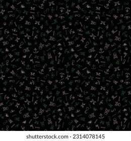 Pirates Themed Freehand Drawings Seamless Pattern. Hand Drawn Pirate Elements Background.