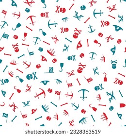 Pirates Themed Freehand Drawings Seamless Pattern. Hand Drawn Pirate Elements Background.