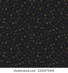 Pirates Themed Freehand Drawings Seamless Pattern. Hand Drawn Pirate Elements Background.