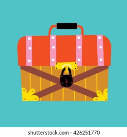 Pirates treasure box in cartoon style. vector illustration