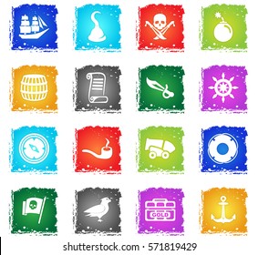 pirates vector web icons in grunge style for user interface design