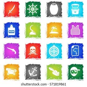 pirates vector web icons in grunge style for user interface design