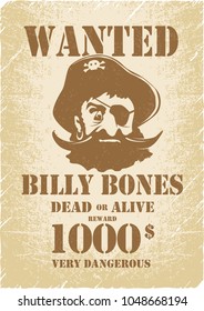 Pirates. Wanted Poster Template. Pirate Children's Party