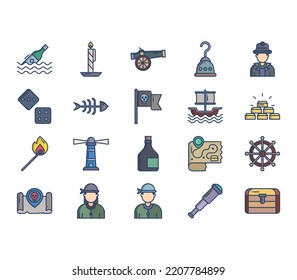 Pirates And Weapons Icon Set