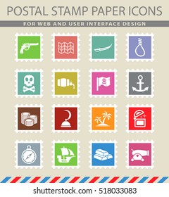pirates web icons on the postage stamps