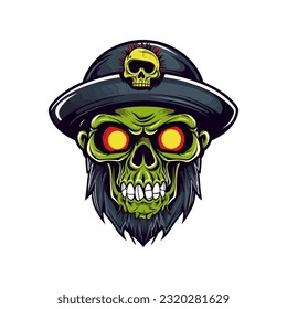 Pirates zombie head vector clip art illustration