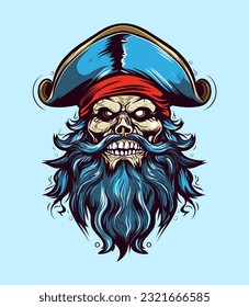 Pirates zombie head vector clip art illustration