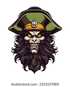 Pirates zombie head vector clip art illustration