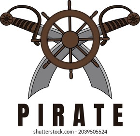 Pirate,t-shirt mockup sword ship wheel cartoon