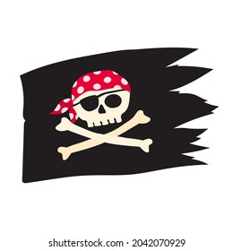 Piratic flag with skull and bones