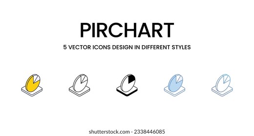 Pirchart Icon Design in Five style with Editable Stroke. Line, Solid, Flat Line, Duo Tone Color, and Color Gradient Line. Suitable for Web Page, Mobile App, UI, UX and GUI design.