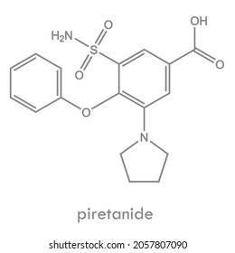 Piretanide Structure, A Loop Diuretic Drug Molecule. Chemical Formula.