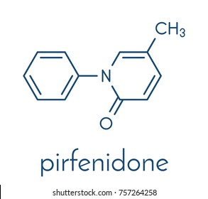 Pirfenidone idiopathic pulmonary fibrosis (IPF) drug molecule. IPF is a rare lung disease. Skeletal formula.