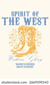 PIRIT OF THE WEST WESTERN GLORY GRAFIK VINTAGE FÜR TSHIRT UND POSTER