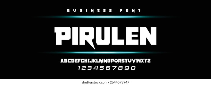 Pirulen Fuentes de alfabeto con logo minimalista y moderno. Tipografía minimalista urbana sana serif moda digital futuro logos creativos Fuentes. Ilustración vectorial 