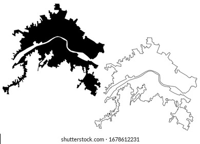 Pisa City (Italian Republic, Italy, Tuscany) map vector illustration, scribble sketch City of Pisa map