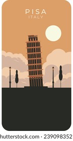 Pisa italy background tourism and travel graphic illustration