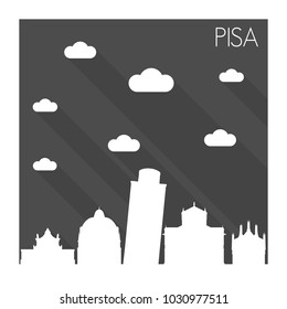 Pisa Italy Skyline City Flat Silhouette Design Background 