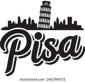 Pisa Italy Skyline Silhouette Illustration