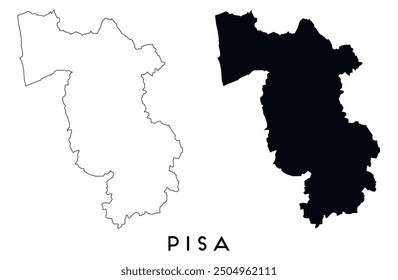 Pisa map outline and black silhouette vector