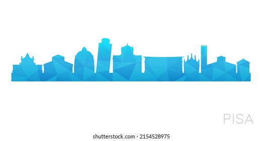 Pisa, Province of Pisa, Italy Low Poly Skyline Clip Art City Design. Geometric Polygon Graphic Horizon Icon. Vector Illustration Symbol.