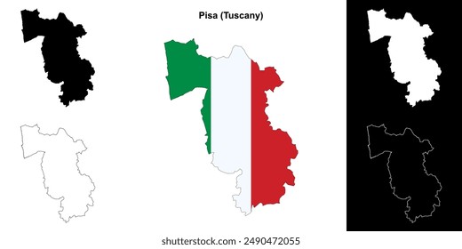 Pisa province outline map set