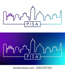 Pisa skyline. Colorful linear style. Single line. Editable vector file.