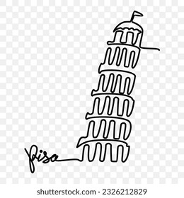 Pisa Tower, continuous line drawing