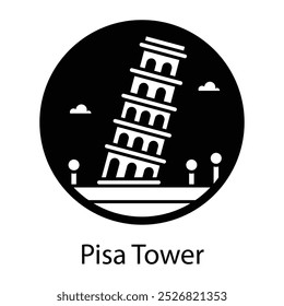 Ícone da torre de Pisa em estilo preenchido 