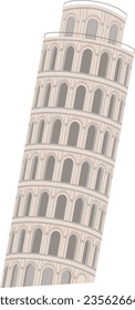 Pisa tower. Italian ancient building. Travel landmark icon