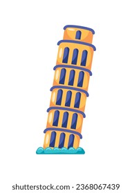 pisa tower in italy icon isolated