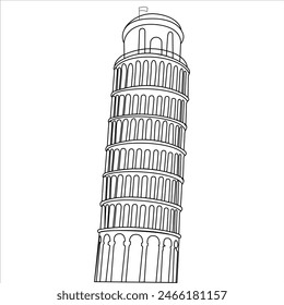 Pisa Tower Italy Vector illustration Isolated on White Background Editable Graphic.