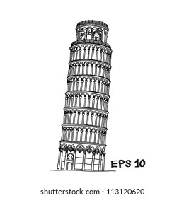 Pisa Tower Sketch Vector Illustration