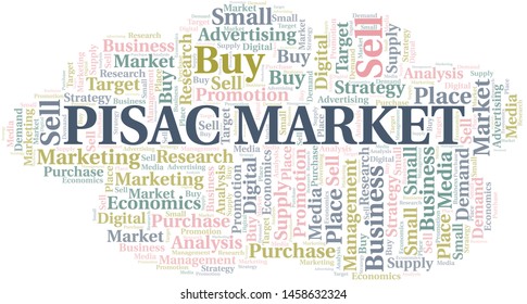 Pisac Market word cloud. Vector made with text only