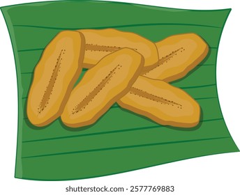 Pisang  goreng fried banana Asian food vector illustration