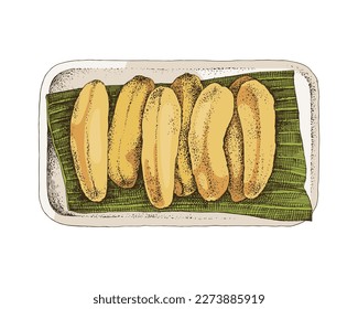 Pisang goreng from Indonesia served in white plate