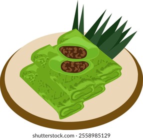 Pisang hijau cake traditional Indonesian food vector clipart