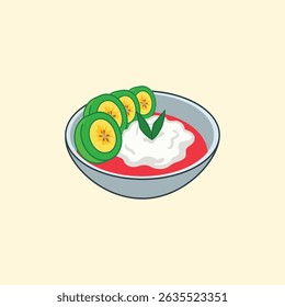 Pisang Ijo is an Indonesian banana dessert wrapped in green dough, served with coconut milk.
