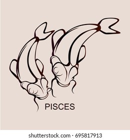 Pisces astrological sign, constellation. Flat vector stock illustration