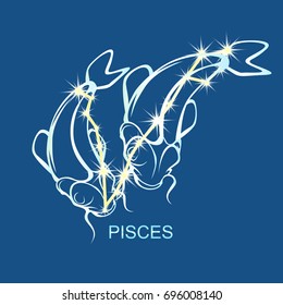 Pisces astrological sign, constellation. Flat vector stock illustration
