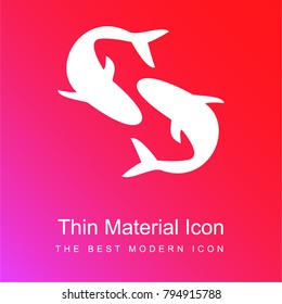 Pisces astrological sign symbol of two fishes red and pink gradient material white icon minimal design