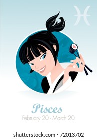 Pisces  astrological sign. Vector illustration